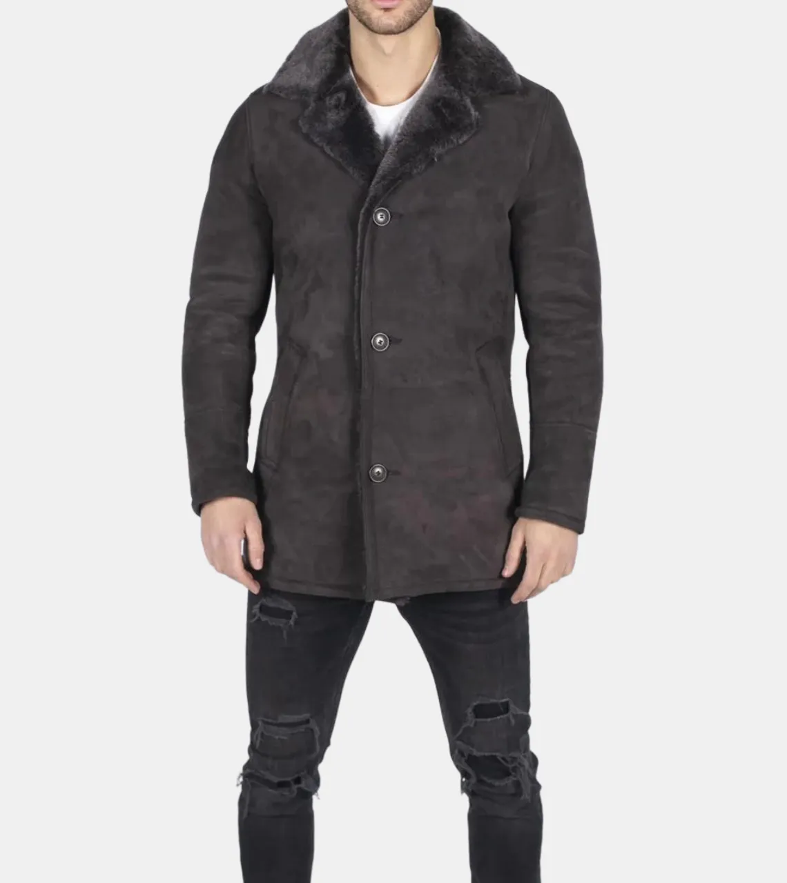 Bronte Men's Brown Shearling Leather Coat