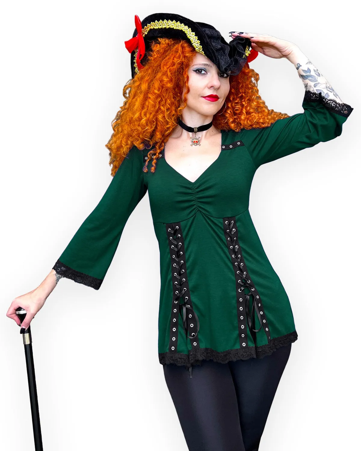 Corsair Pirate Costume with Elektra Top, Envy