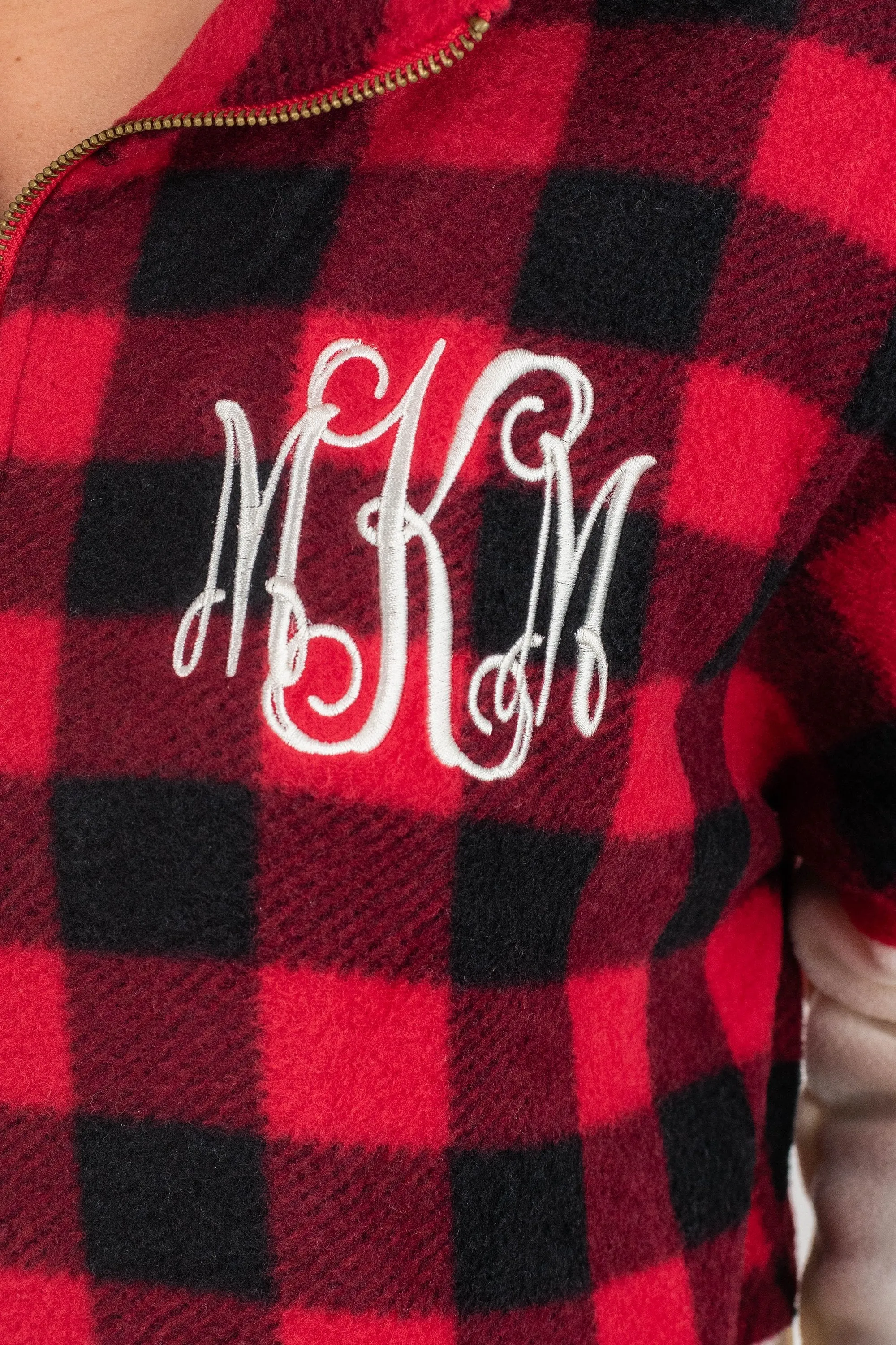 Cozy Declarations Cream And Red Buffalo Plaid Pullover