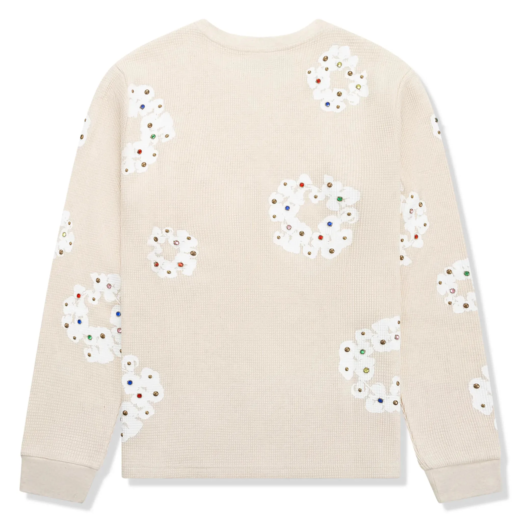 Denim Tears Rhinestone The Cotton Wreath Long-Sleeve Thermal Oatmeal T Shirt