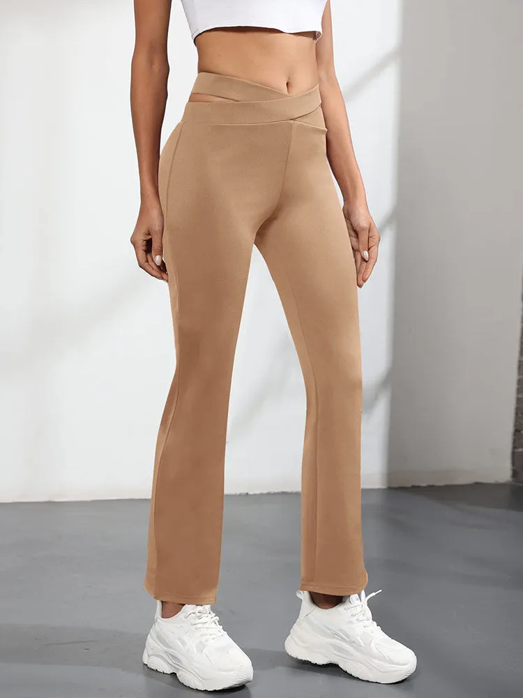 Elastic High Waist Long Pants