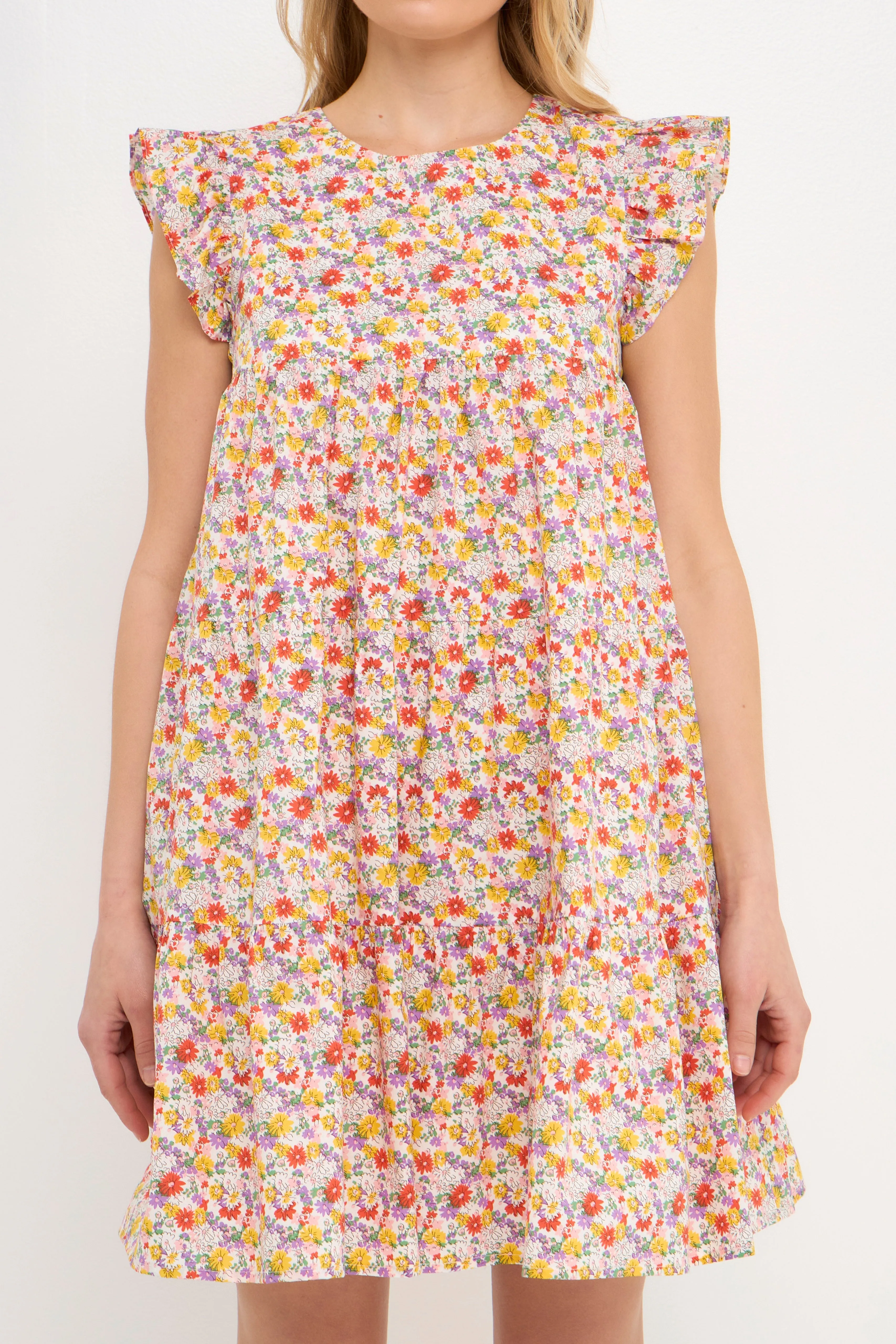 Floral Printed Babydoll Mini Dress