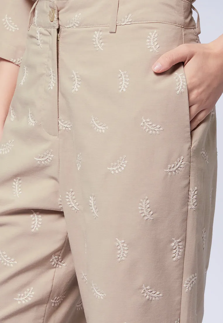 High Waist Embroidered Culotte Pants