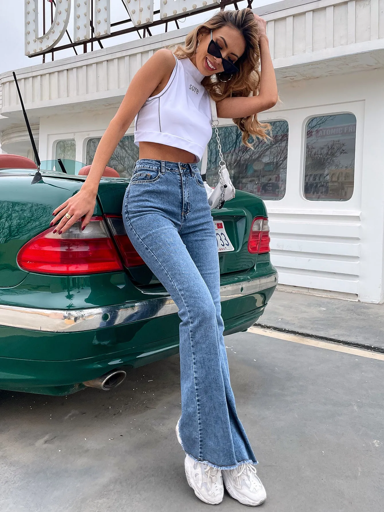 HPP1039 High-Waist Bootleg Pants