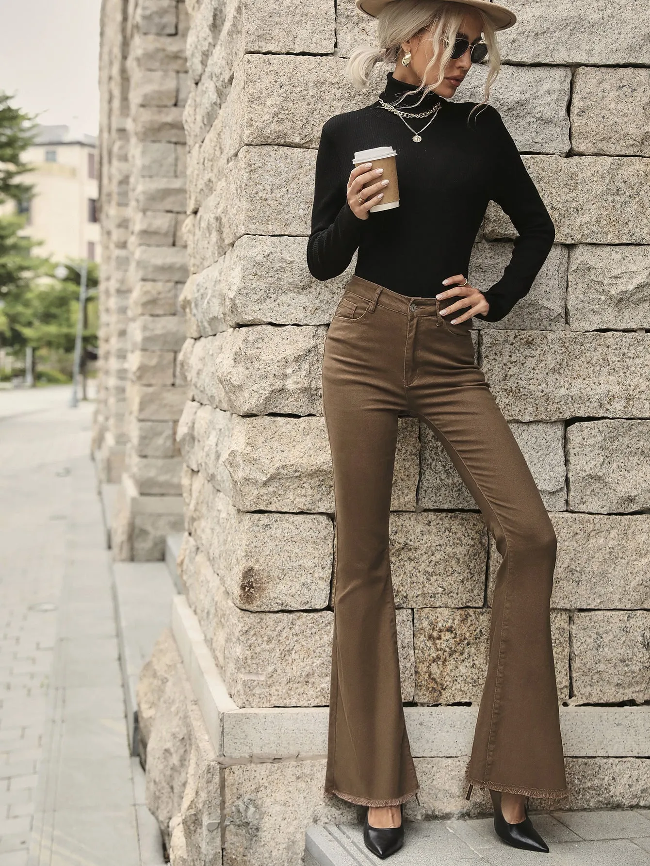 HPP1039 High-Waist Bootleg Pants