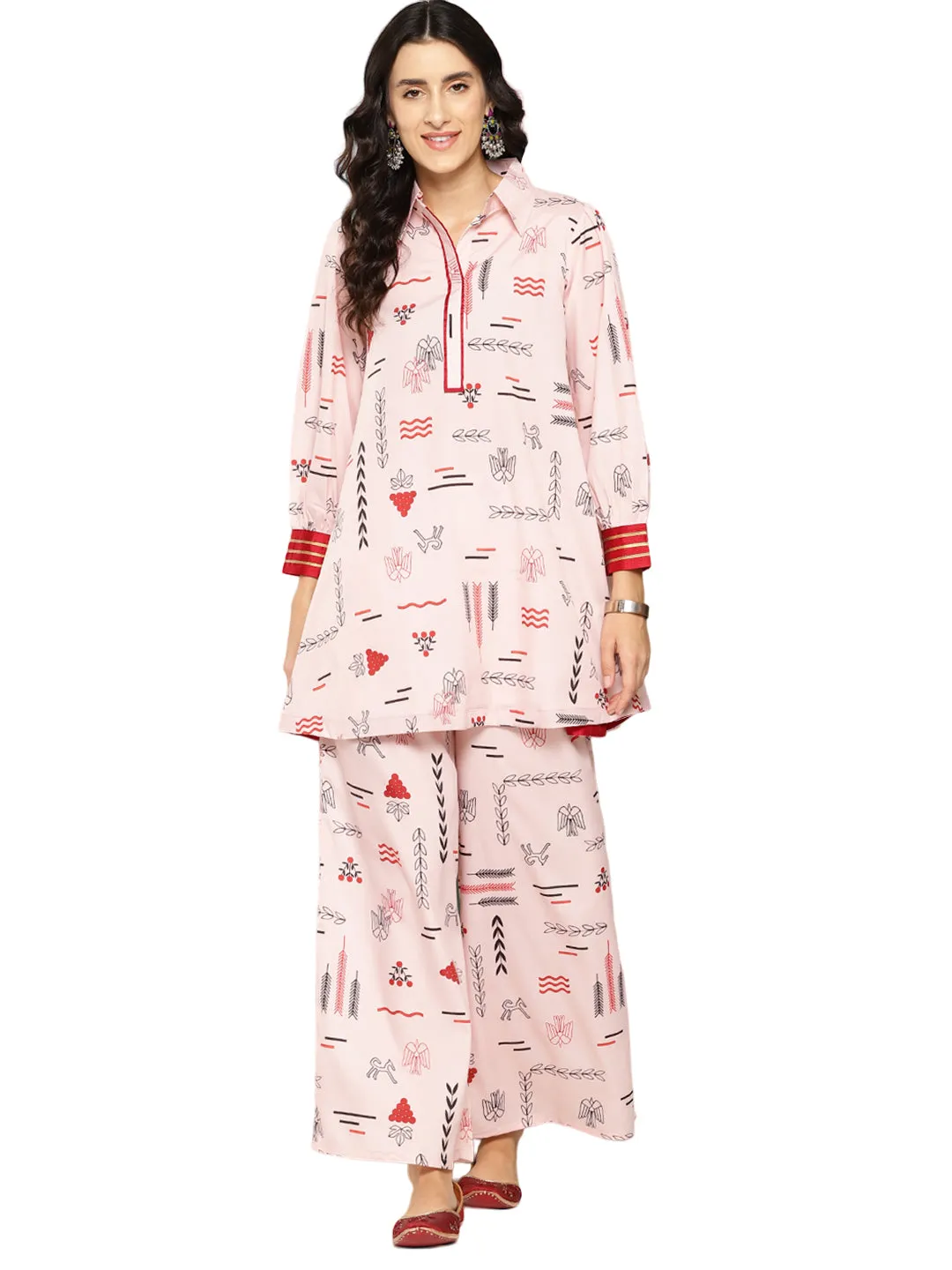 Jashvi Women Printed Ethnic Tunic with Palazzos