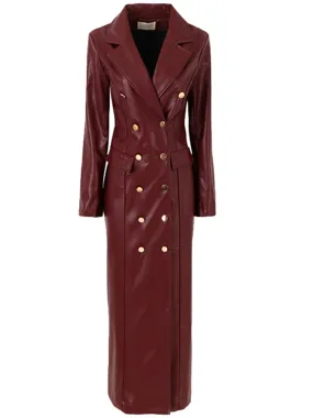 Long Faux Leather Trench Coat