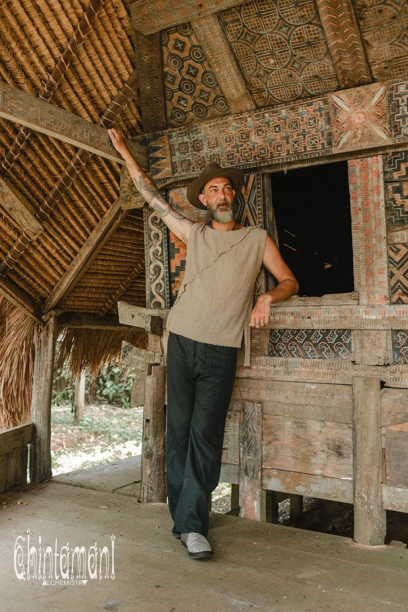 Man Thick and Thin Top / Raw Cotton / Sage