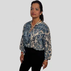 Melange -  Mandarin Collared Shirt Blues
