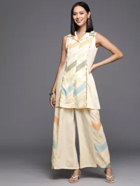Off White Printed Tunic with Palazzos