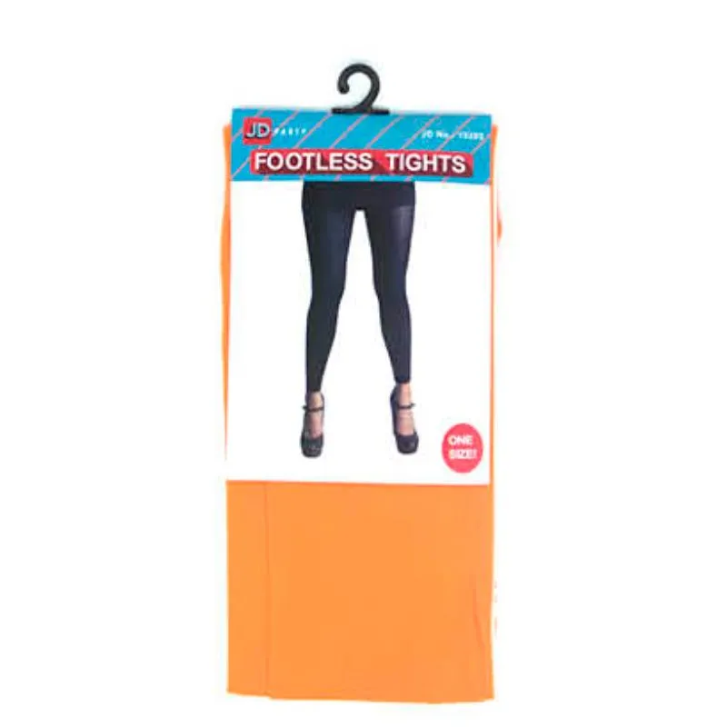 Orange Plain Colour Footless Tights