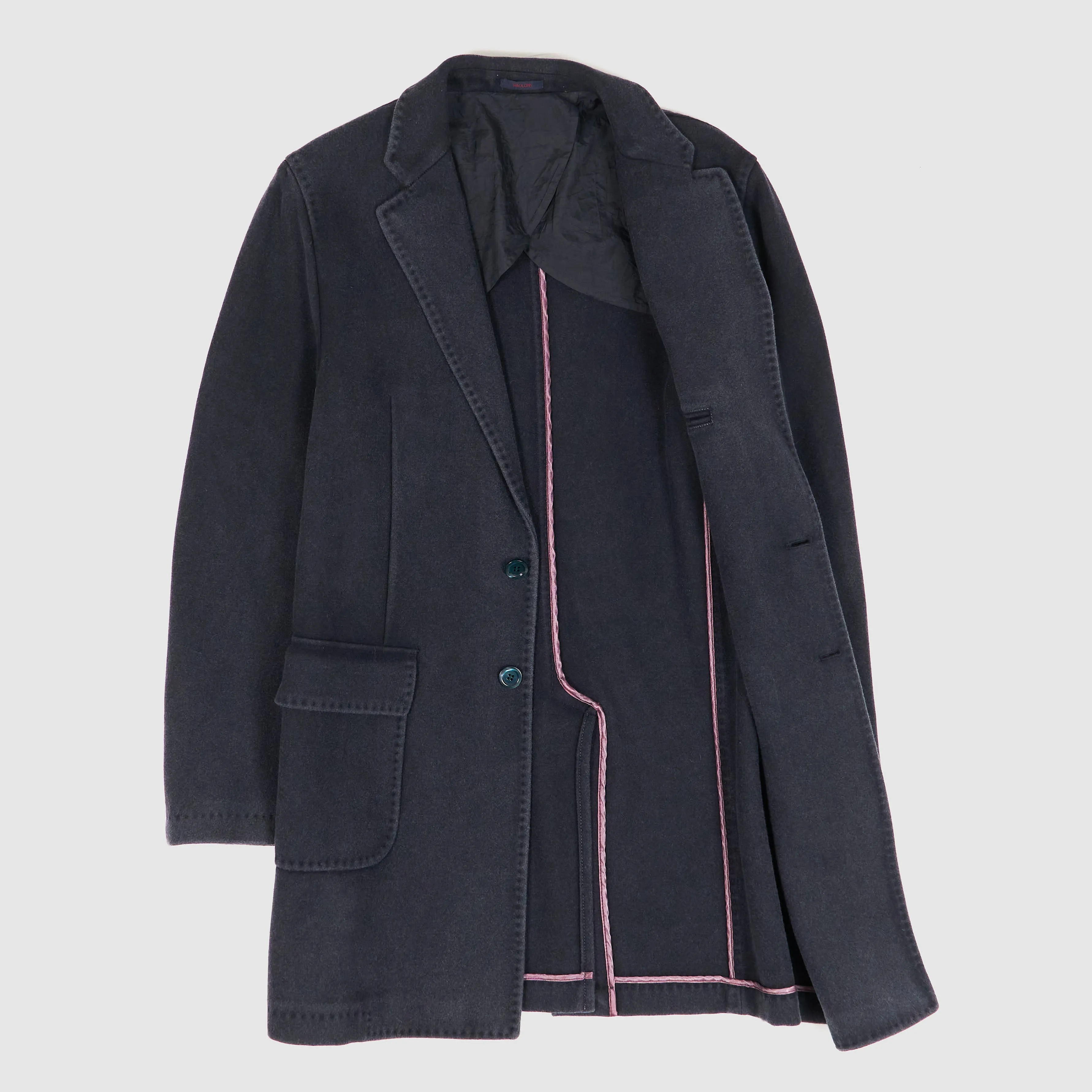 Paoloni Classic Medium Length Vintage Washed Wool Coat