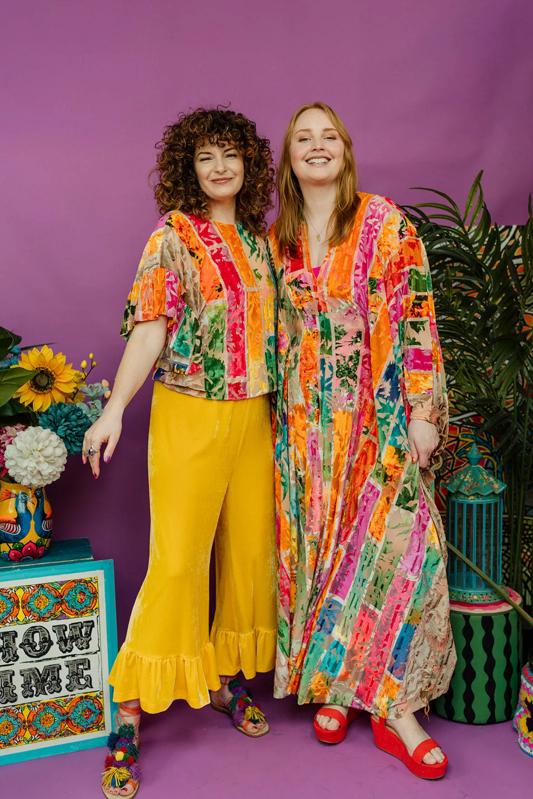 Summer Goddess Kaftan in Rainbow Devore