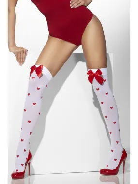 Tights Opaque White/Rd Bow
